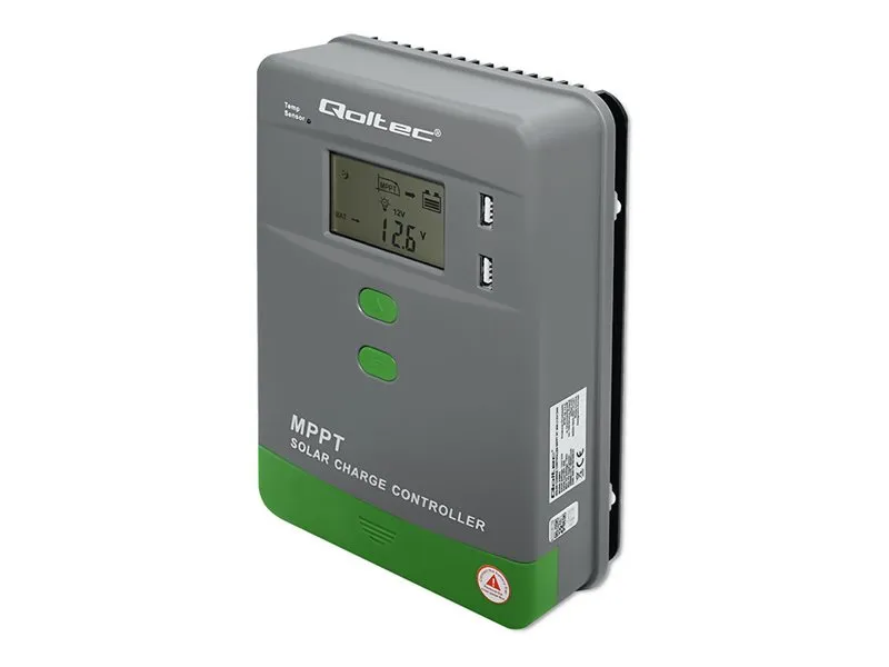 Qoltec MPPT solcelleladekontroller 10A 12V/24V LCD 2xUSB