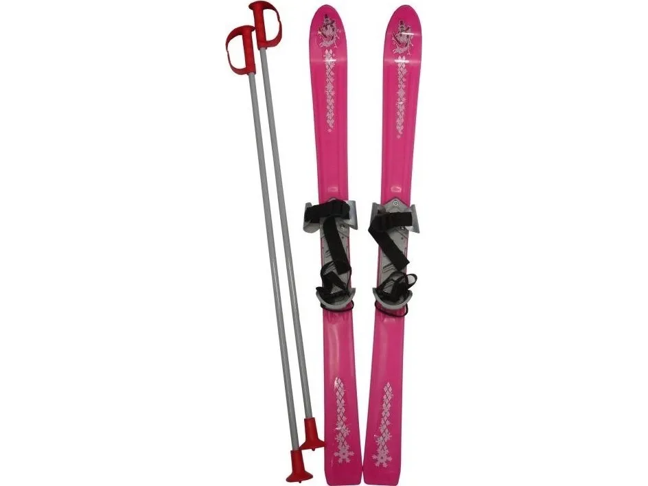 Ski til Børn 90 cm med skistave, Pink