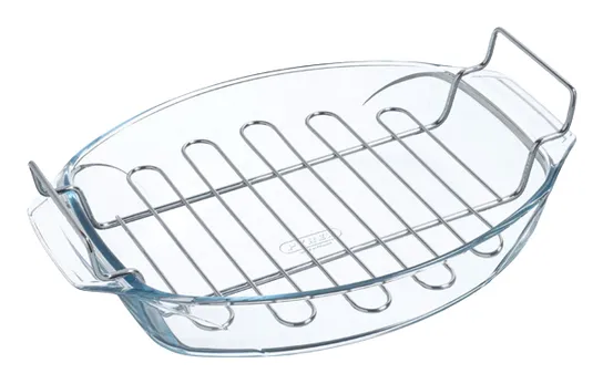Pyrex 412U000, Gryterett, Oval, Glass, Rustfritt stål, Rustfritt stål, Transparent, -40 - 350 °C, 4 L