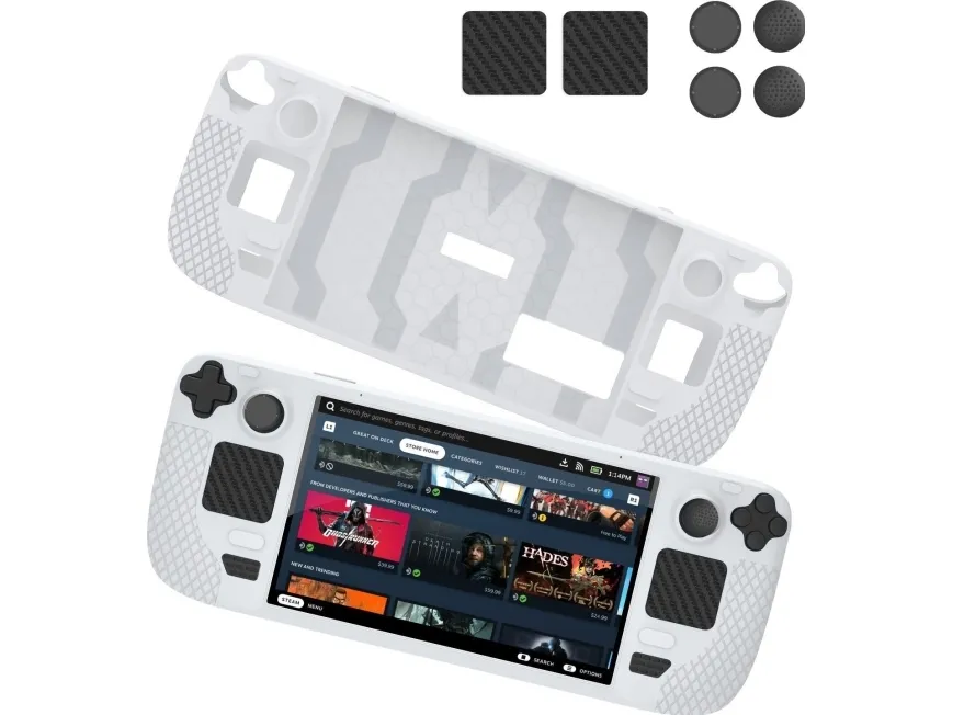 JYS etui/cover + beskyttelse til knapper gummier til Steam Deck / hvit / Jys-sd011