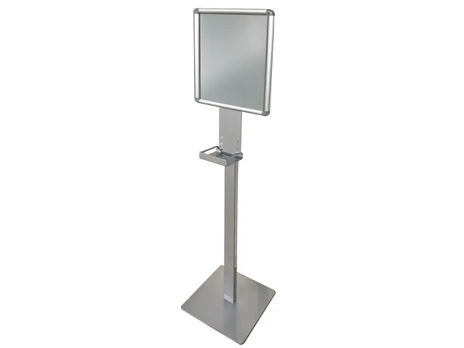TWIN AGENDA Soap Dispenser Stand with A3 Snapframe - Silver