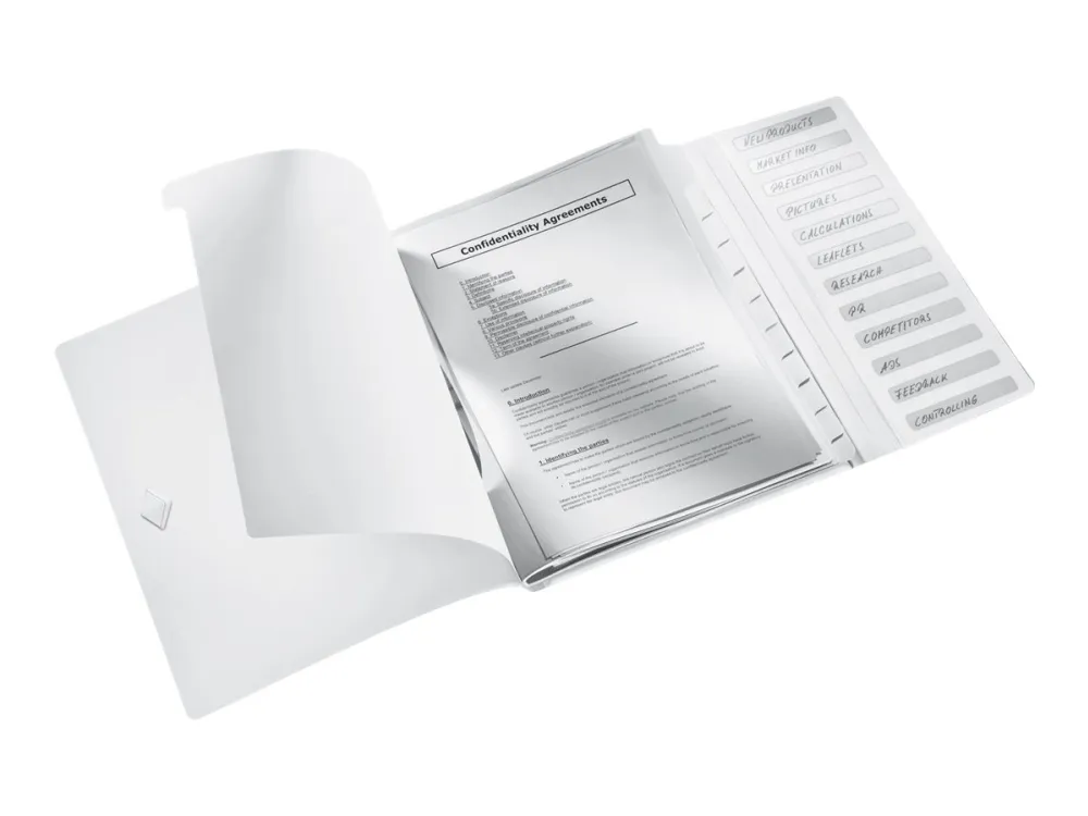 Leitz WOW - Klassifikasjonsmappe - 12 rom - 12 deler - bokryggbredde: 17 mm - for A4 (210 x 297 mm) - kapasitet: 200 ark - med fliker - hvit