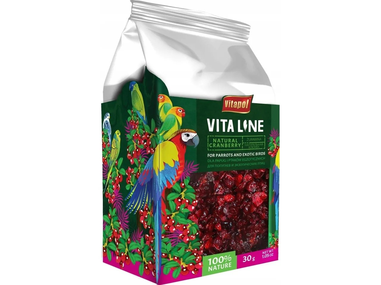 Vitapol Vitaline tranebær for papegøyer og eksotiske fugler 30 g, 4 stk/disp