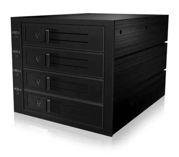 Icy Box RaidSonic ICYBOX Bakplan 4x SAS/SATA 3.5 HDD for 3x5.25 Bay Hot Swap Trayless MiniSAS-kontakt Svart