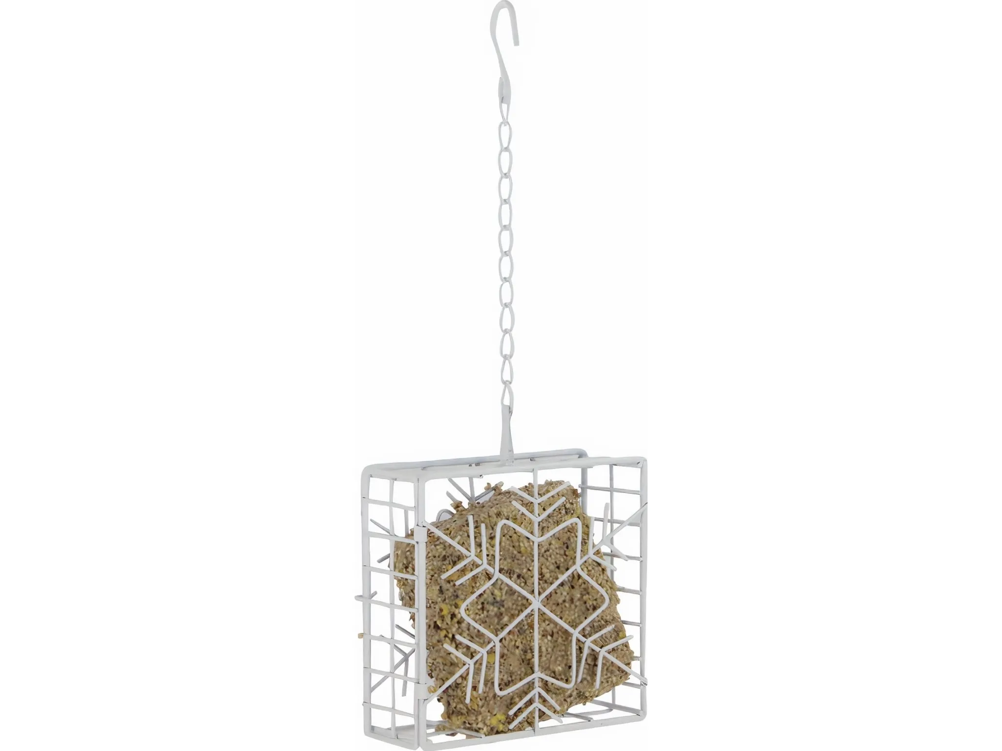 Garden&Fun fuglemater for hengende fettblokker, hvit, metall, 13,5x5x13,8 cm
