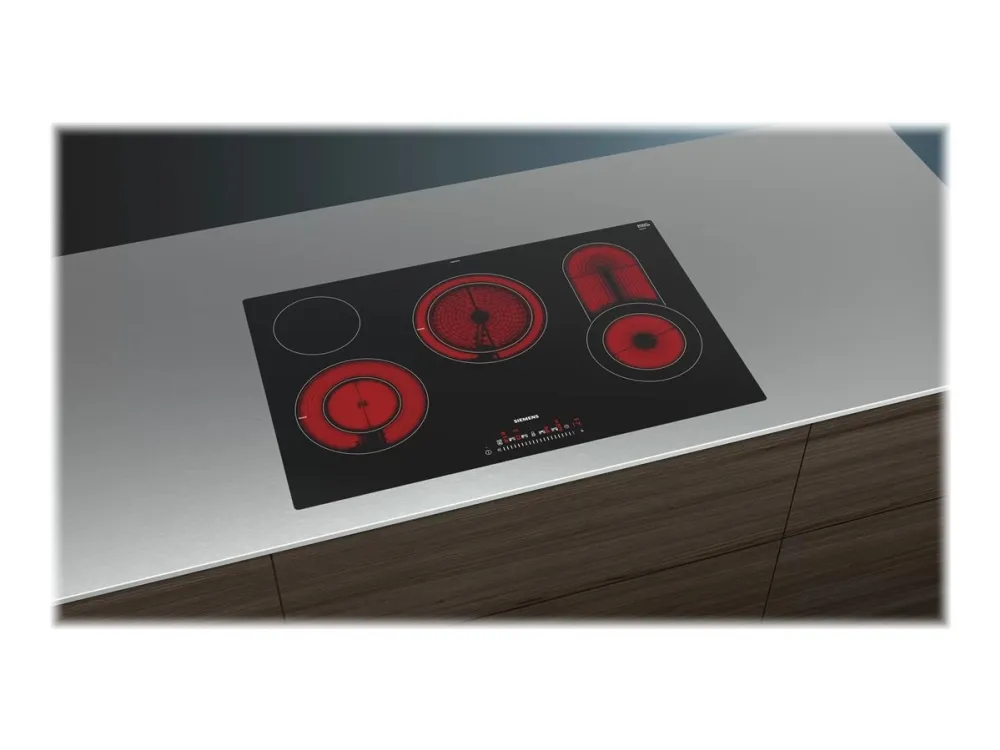 Siemens iQ300 ET801FCP1D - Keramisk komfyrtopp - 4 plater - Nisje - bredde: 78 cm - dybde: 50 cm - flukt - svart