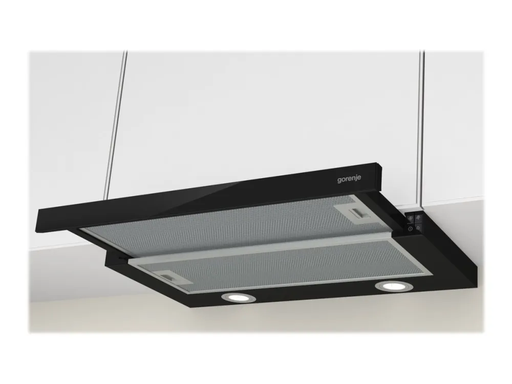 Gorenje Essential TH62E4BG - Panser - teleskopisk - bredde: 60 cm - dybde: 30.6 cm - ekstraksjon og resirkulasjon (-) - svart