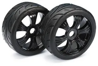 Komplette hjul 1:8 Absima Buggy Street 6 eiker Sort 2 stk