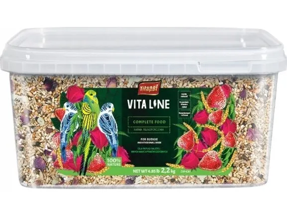 Vitapol Vitaline helnæringsfôr til undulater og andre små prydfugler, bøtte 2,2 kg