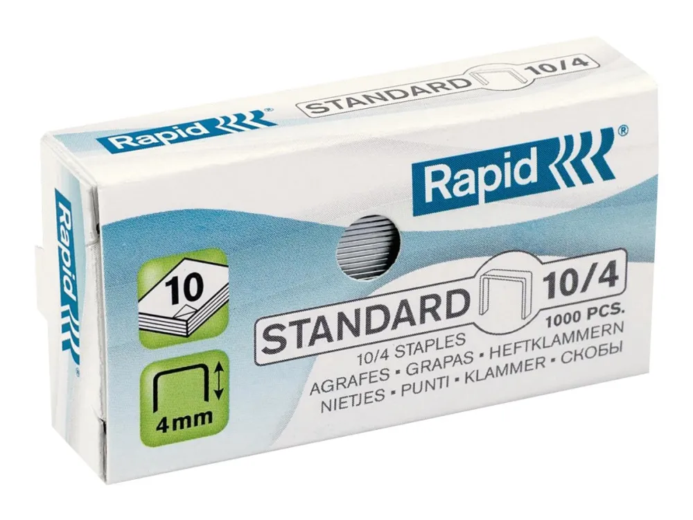 Rapid Standard - Stifter - 10/4 - 4 mm - galvanisert stål - pakke av 1000 - for Rapid TEN 12, TEN 3  Economy E10  Fashion F10, F11, F15