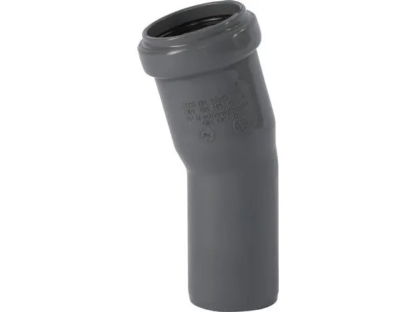 32 mm x 15° Bøjning afløb PP grå
