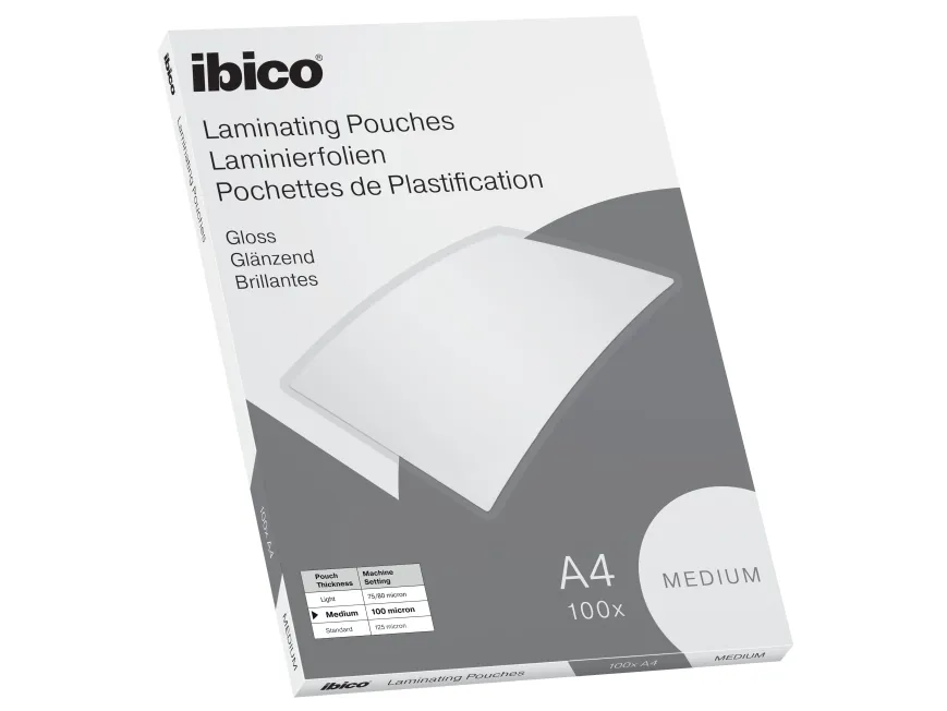 Ibico Basics Medium A4 lamineringsspalter, krystallklare - (100 stk.)