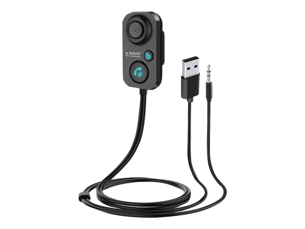 SAVIO TR-13 - Bluetooth-håndfri / FM-sender for mobiltelefon - svart