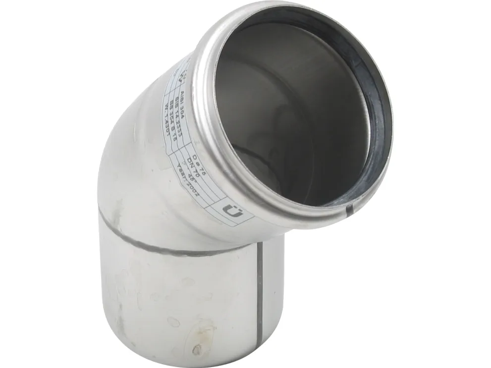 Ø 75 mm x 45° Bøjning rustfri AISI304/EN1.4301 Blücher