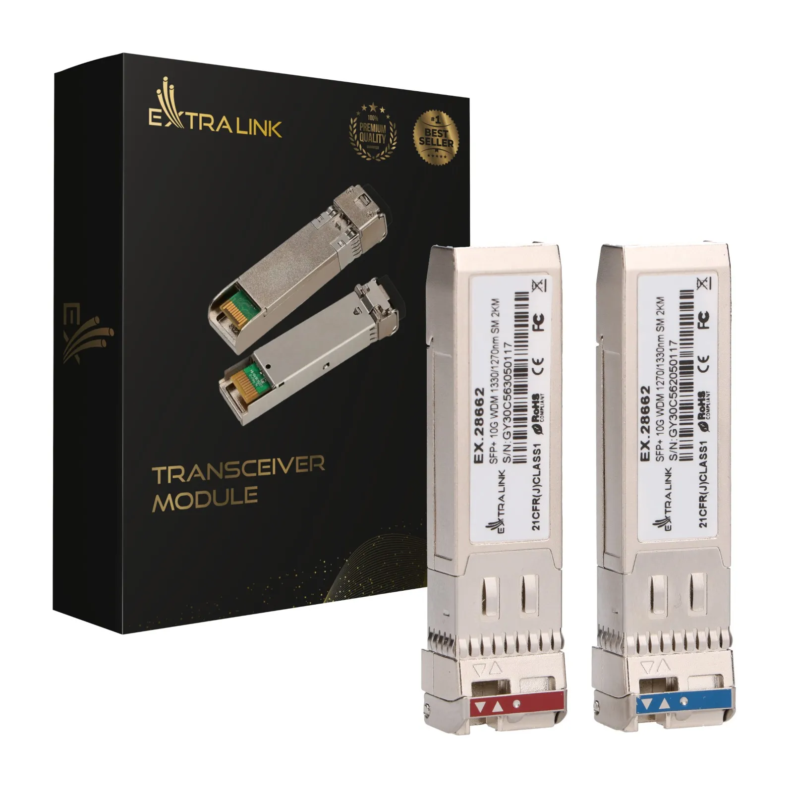 Extralink SFP+ 10G | SFP+ WDM-modul | 10 Gbps 1270/1330 nm, single-mode, 2 km, for