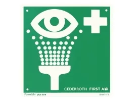 Førstehjælpsskilt, Cederroth, til øjenskyl, grøn/hvid, 20 x 20 cm