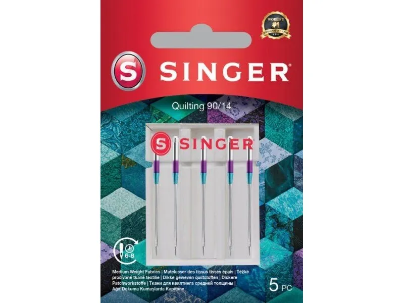 Singer quiltingnåler 90/14 til symaskin, 5 stk.