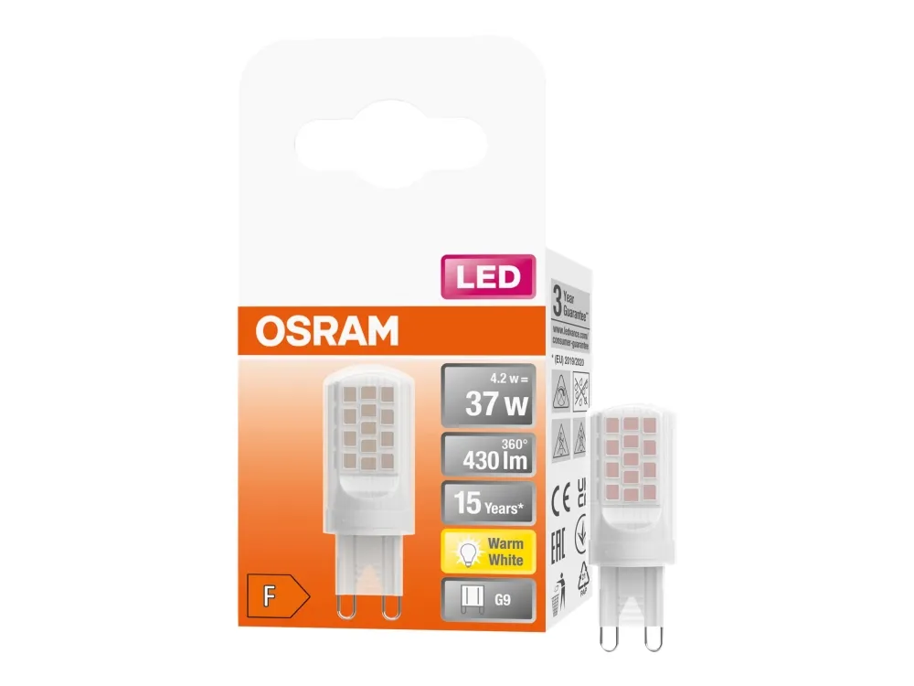 OSRAM - LED-lyspære - form: kapsel - mattslipt finish - G9 - 4.2 W (ekvivalent 37 W) - klasse F - varmt hvitt lys - 2700 K