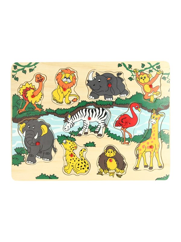 Playwood Wooden Stud Puzzle Wild Animals 10 pcs. Tre