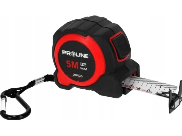 Pro-Line målebånd 5 m / 32 mm dobbeltsidig magnetisk nylon med låseklips CE Proline