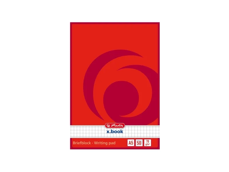 Herlitz x.book, 150 x 210 mm (A5), Rute papir, 70 g/m², Hvit, 50 ark