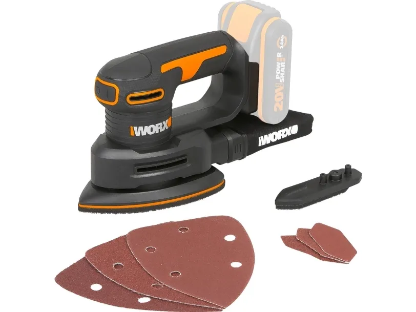 Trekantsliper Worx WX822.9  20 V (med batteri og lader)