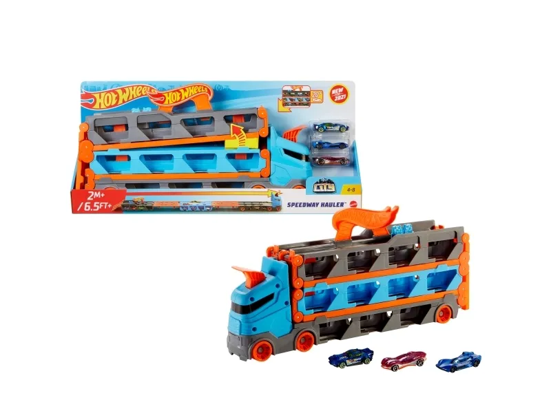 Hot Wheels City Speedway Hauler, Racingkjøretøy og banesett, 4 år, Plast, Flerfarget