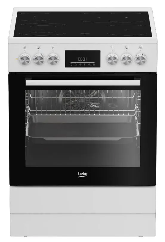 Beko FBM67320WS, Frittstående komfyr, Hvit, Rotasjon, Berøringskontroll, Hvit, Øvre høyde/venstre side, Keramisk