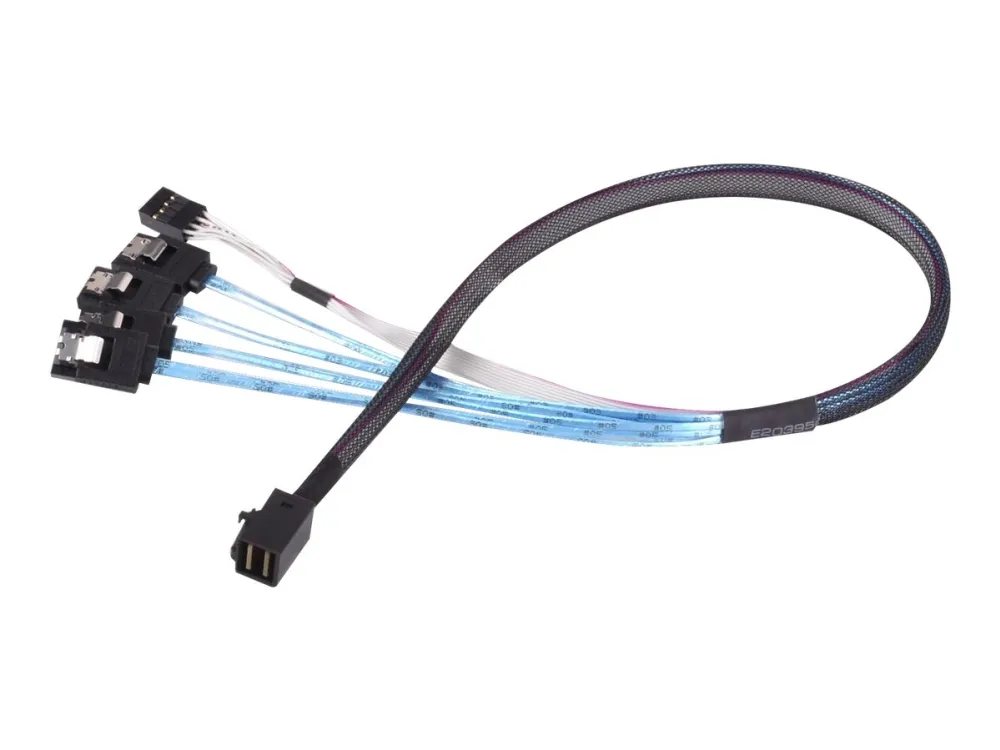 SilverStone CPS05 - SATA/SAS-kabel - med sidebånd - SAS 12Gbit/s - 4-spors - 4 x Mini SAS HD (SFF-8643) (hann) til SATA, sidebånd (hann) - 50 cm - svart