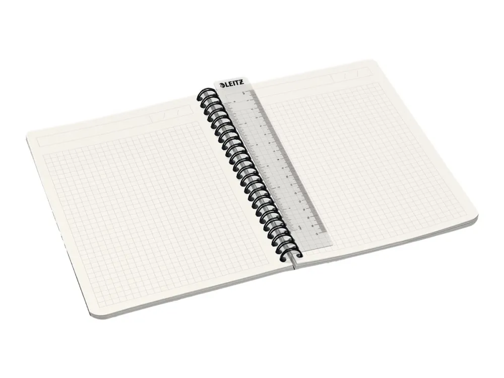 Leitz Office - Notatbok - trådbundet - A5 - 90 ark / 180 sider - kvadratisk - grå - papp