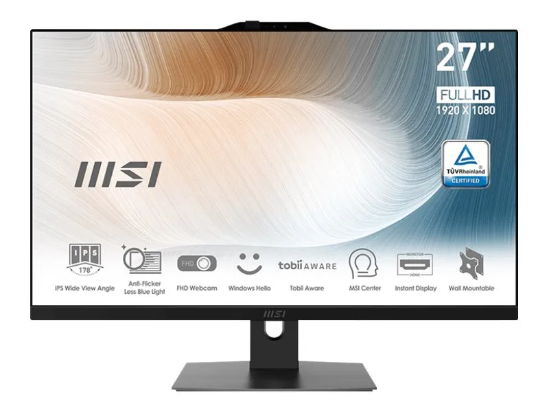 MSI Modern AM272P 12M 1063AT - Alt-i-ett Core i5 1235U / inntil 4.4 GHz - RAM 16 GB - SSD 512 GB - NVMe - Intel Iris Xe Graphics - IEEE 802.11ax (Wi-Fi 6E), Gigabit Ethernet, Bluetooth 5.3 - Win 11 Home - monitor: LED 27 1920 x 1080 (Full HD) - svart