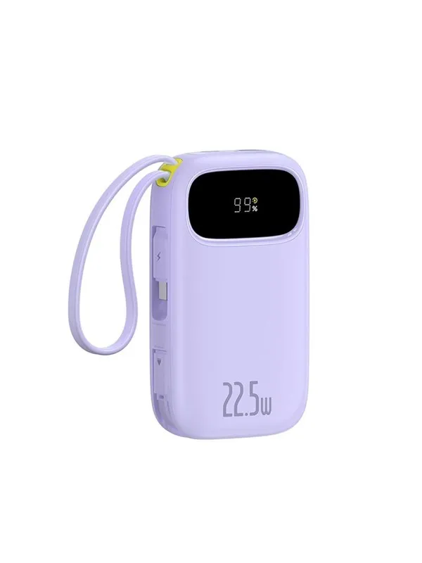Baseus EnerFill FC21 Qpow 3 Ultra 20000mAh 22.5W Powerbank with Digital Display and Cable Included - Purple Nødlader - Lilla - 20000 mAh