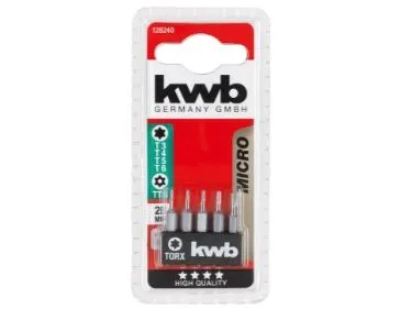kwb 128240, 5 stykker, Torx, T3, T4, T5, T6, T8, 28 mm