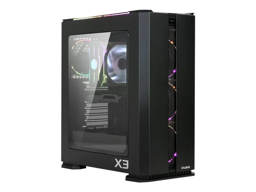 Zalman X3 - Tower - ATX - sidepanel med vindu (herdet glass) - ingen strømforsyning - svart - USB/lyd