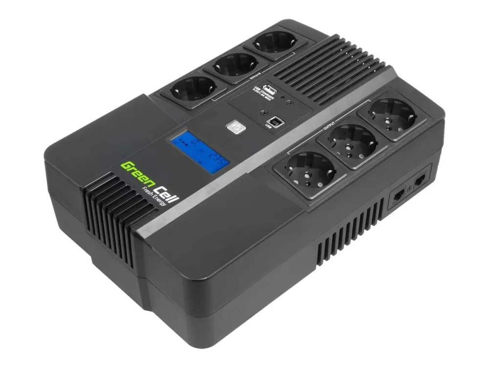 Green Cell AiO - UPS - AC 220/230/240 V - 480 watt - 800 VA - 9 Ah - USB - utgangskontakter: 6