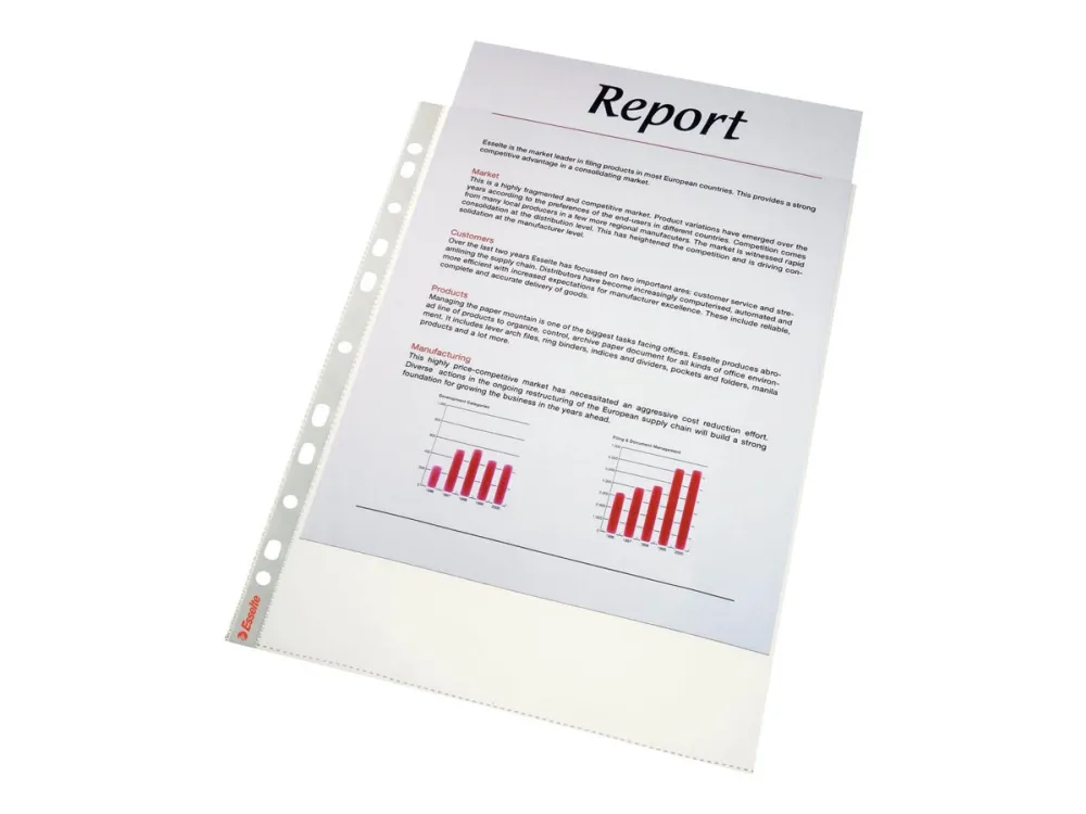 Esselte Standard Plus - Arkbeskytter - for A4 (210 x 297 mm) - gjennomsiktig (en pakke 100)