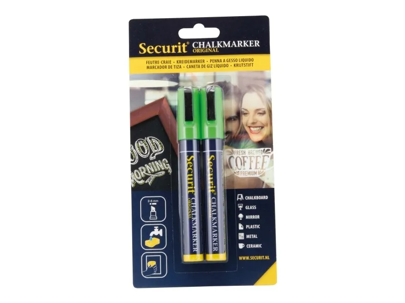 Securit® original kridtmarker sæt med to i grøn