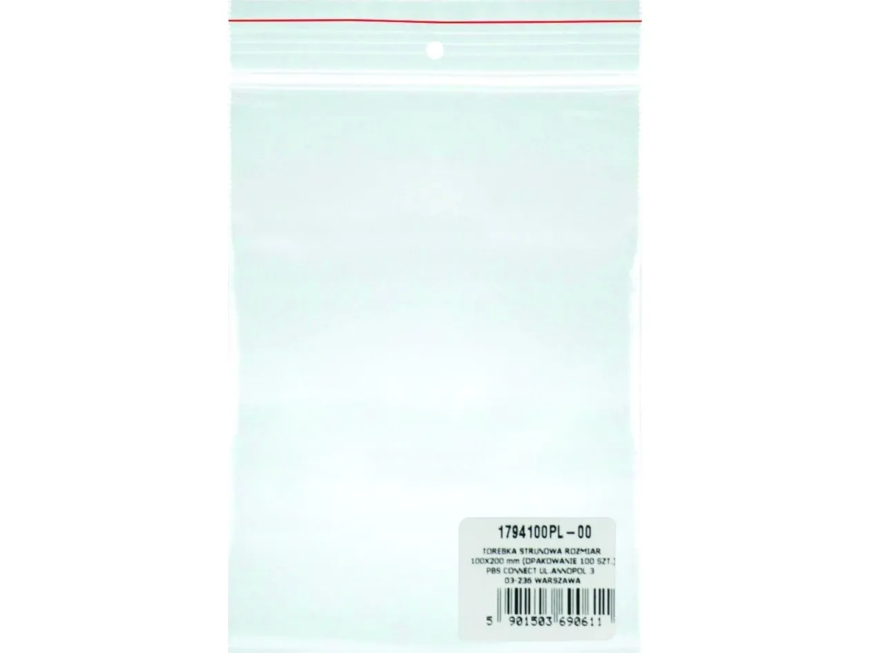 KONTORPRODUKTER Glidelåspose, LDPE, 100x200mm, 100stk, gjennomsiktig