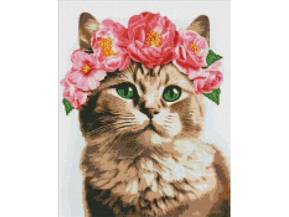 Ideyka diamantmosaikk IDEYKA, 40x50 cm, raffinert katt, 1 stk.