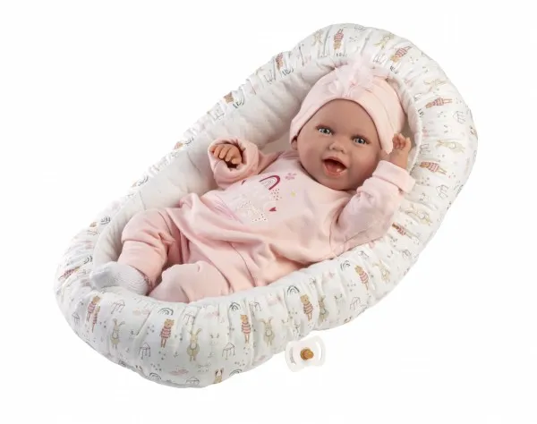 Peterkin Llorens 74122 leende babysdukke Mimi 42 cm med kokon