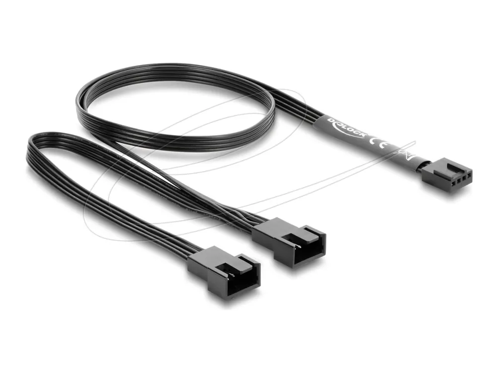 Delock - Viftestrømsplitter - 4-pins PWM (hunn) til 4-pins PWM (hann) - 12 V - 1 A - 50 cm - 20/50 cm - Y-formet - svart
