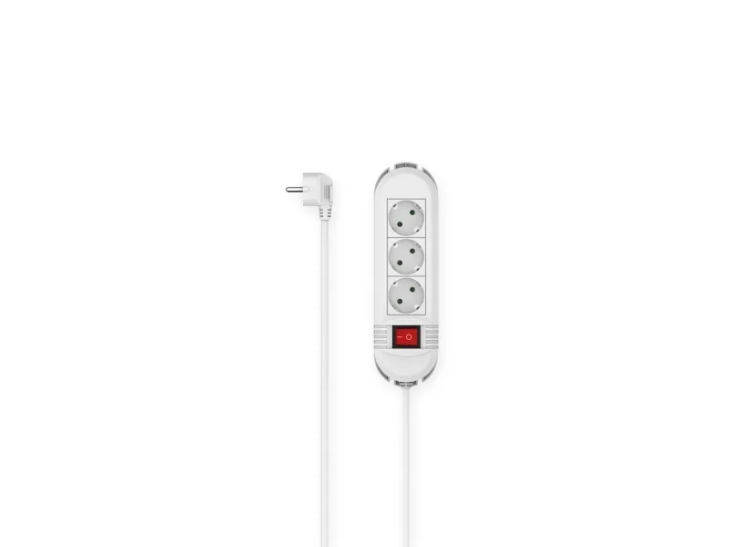 Hama 00223032, 3 AC-utganger, 3 m, Koblet med ledninger (ikke trådløs), Hvit, 355 mm, 95 mm