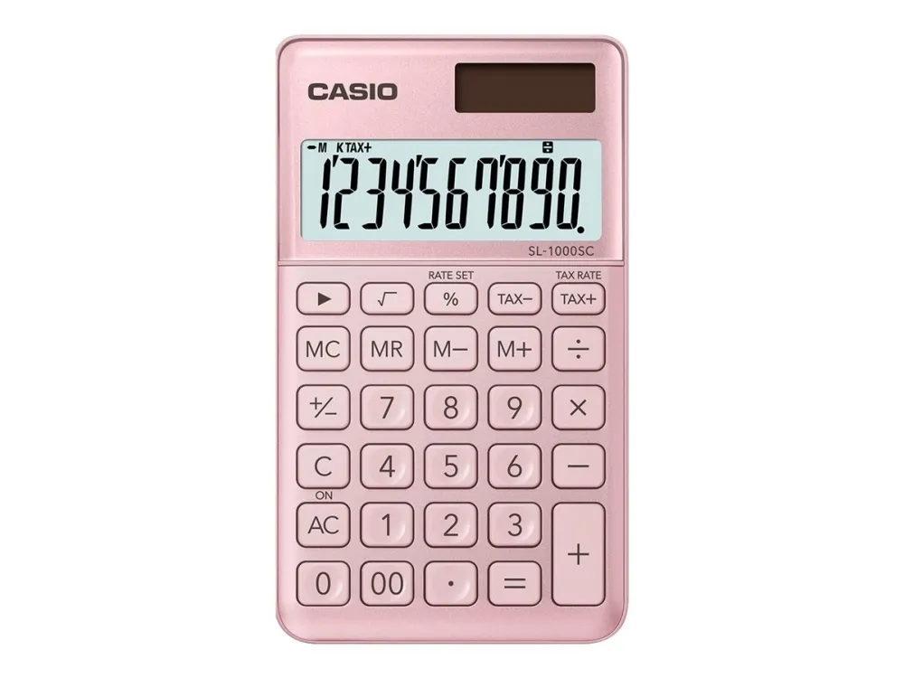 Casio SL-1000SC - Kalkulator - 10 sifre - solcellepanel, batteri - rosa