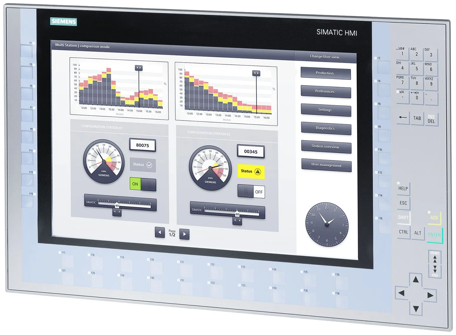 Siemens 6AV2124-1QC02-0AX1, 39,1 cm (15,4), 800 x 1280 piksler, LCD, TFT, 483 mm, 310 mm