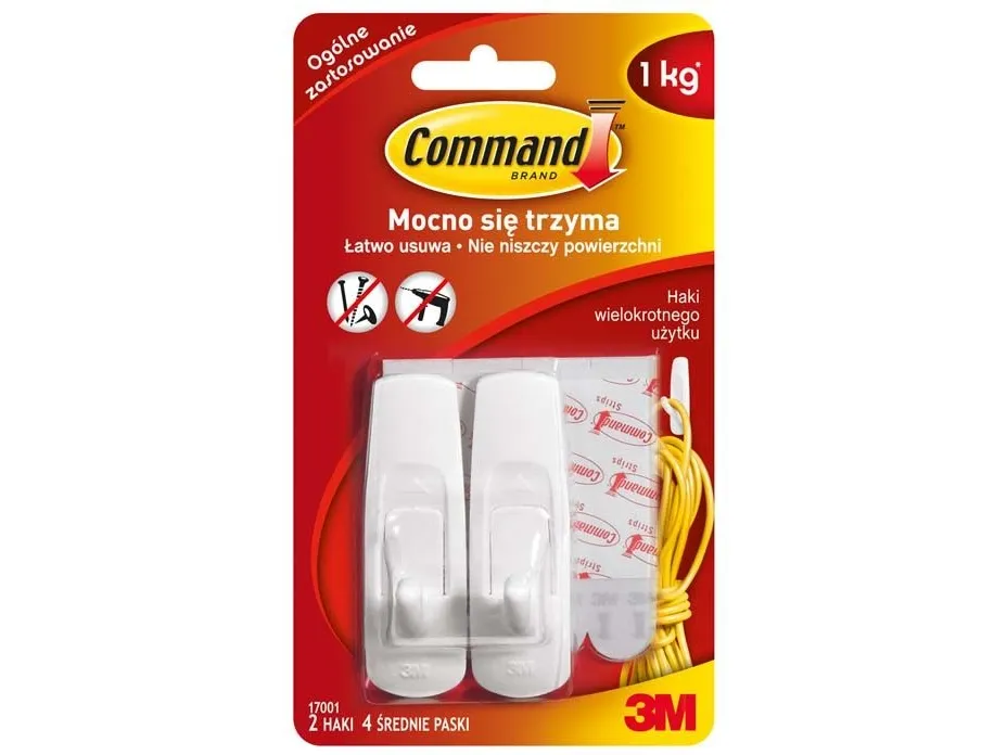 3M Command kroker til flere ganger bruk 17001, medium
