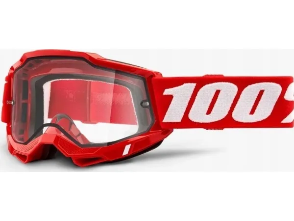 100% briller 100% ACCURI 2 ENDURO MOTO RED (klart dobbelt visir) (NY)