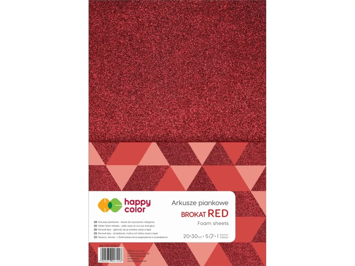 A4 rød glitter skumplater 5 stk HAPPY COLOR