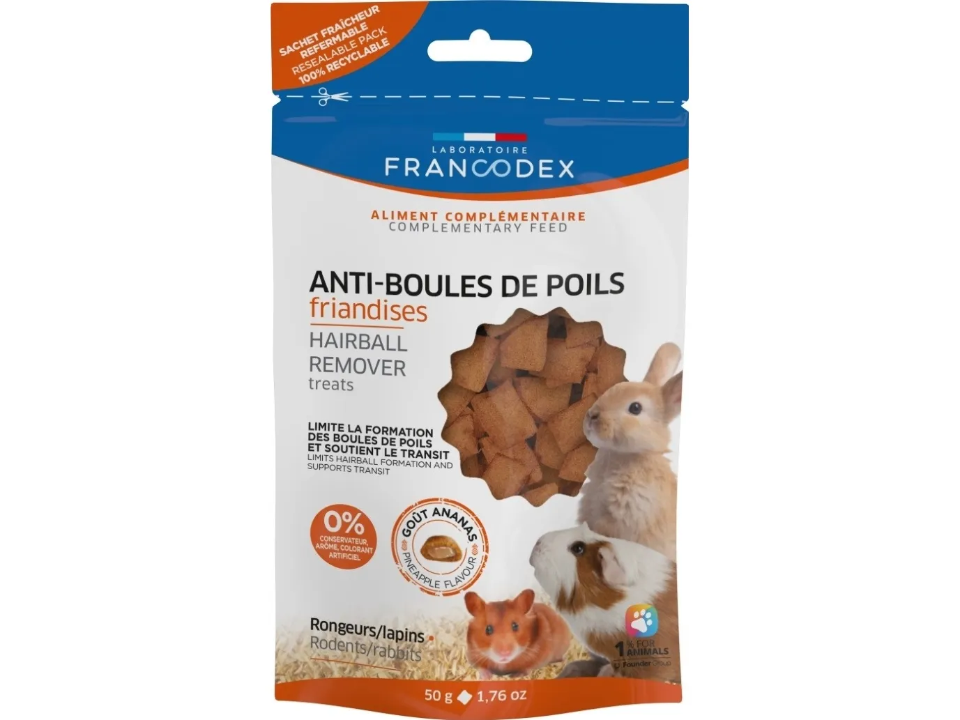 Francodex FRANCODEX Anti-congestion godbiter for kaniner 50 g
