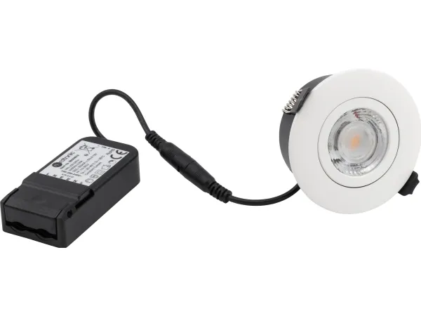NORDTRONIC Low Profile Flexible G2 Ø75 2700K driver, rund, mat hvid, inden- og udendørs brug