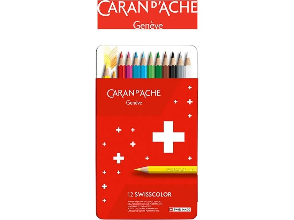 Caran d’Ache fargeblyanter wisscolor metallboks 12 stk.
